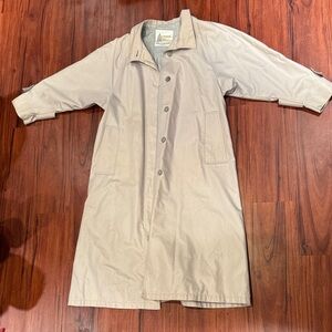 London Fog Beige Long Coat with Button Closure